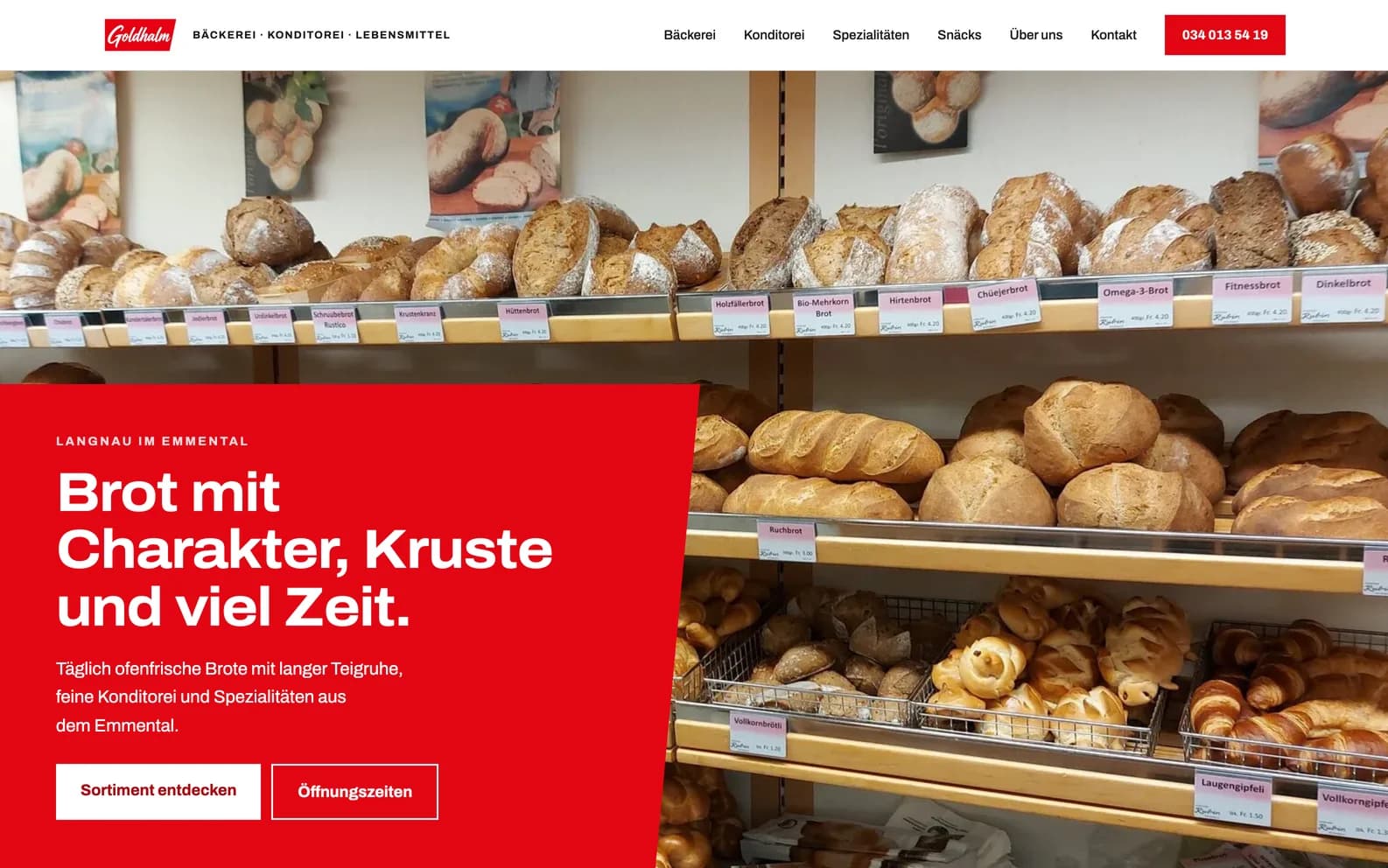 Mögliche Website einer Bäckerei