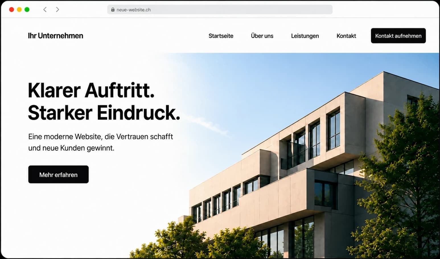 Vorschau einer modernen Website