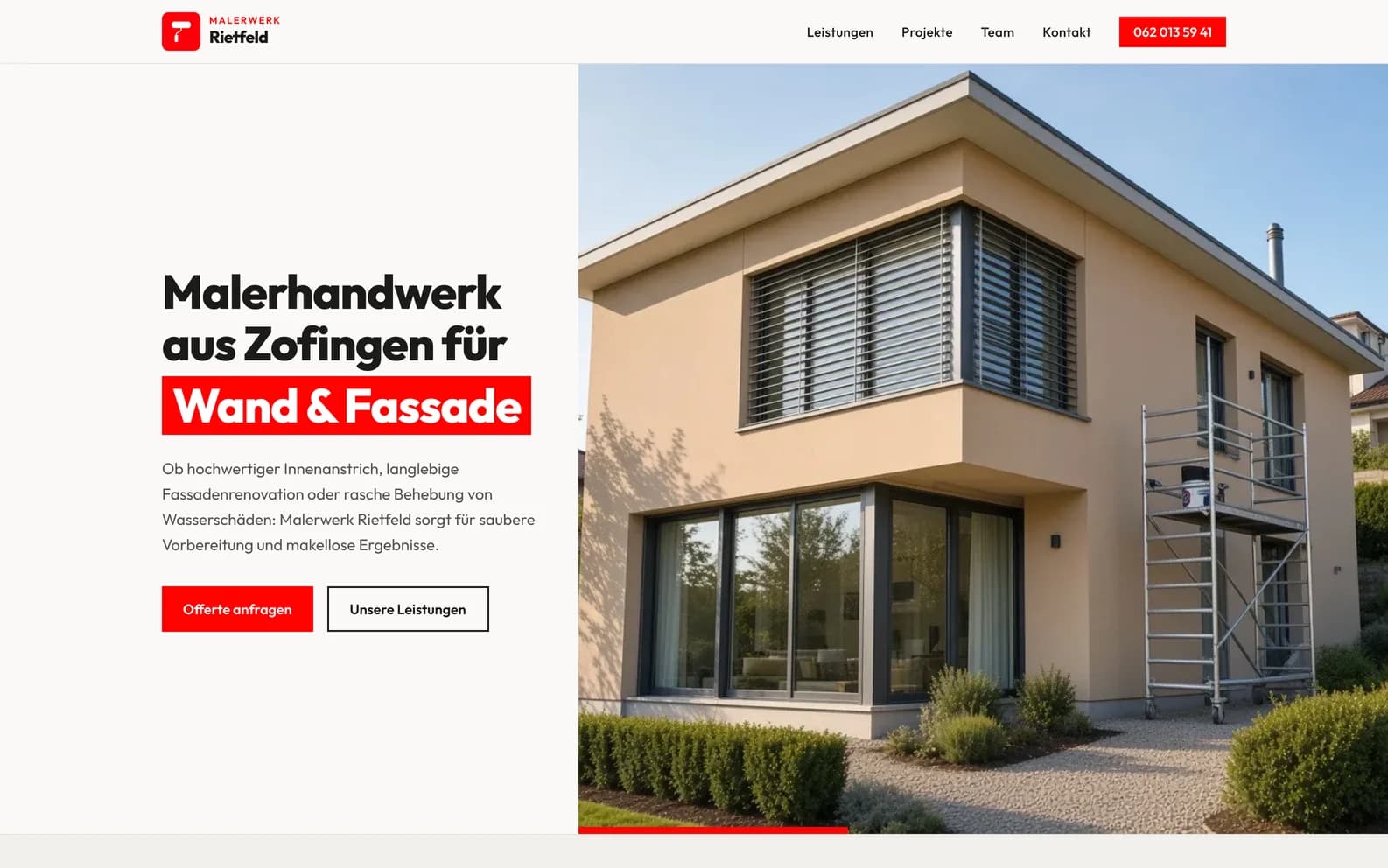 Mögliche Website eines Malerbetriebs