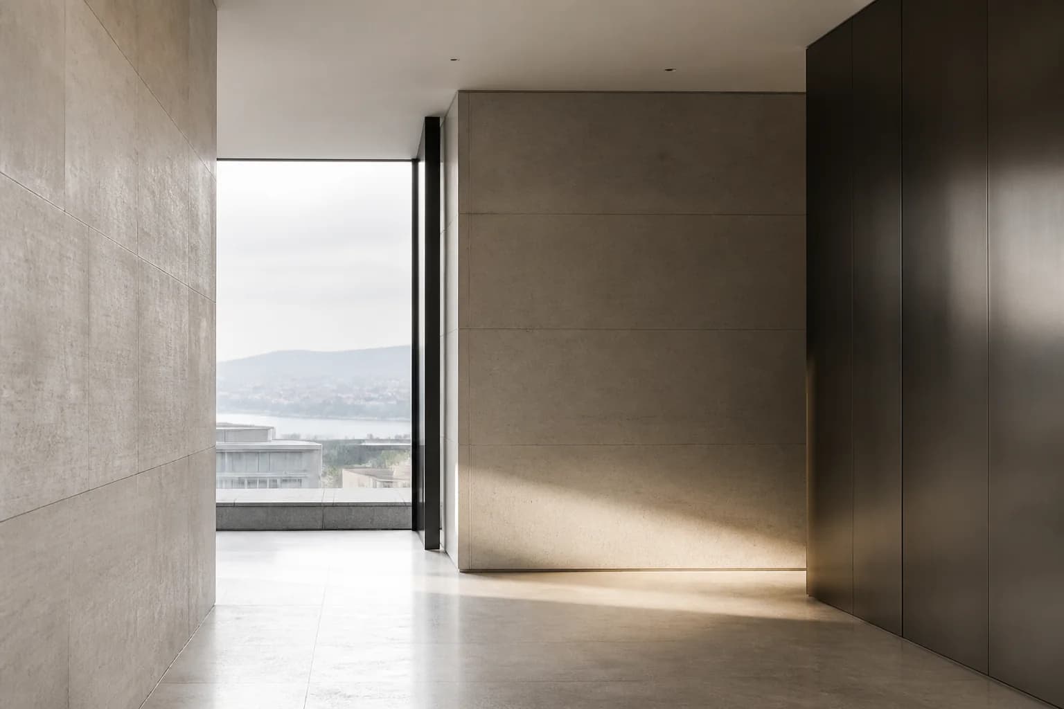 Ruhige moderne Architektur mit Blick über Zürich